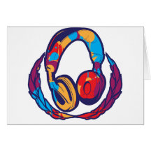 Colorful Headphones Greeting Cards