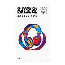 Colorful Headphones postage