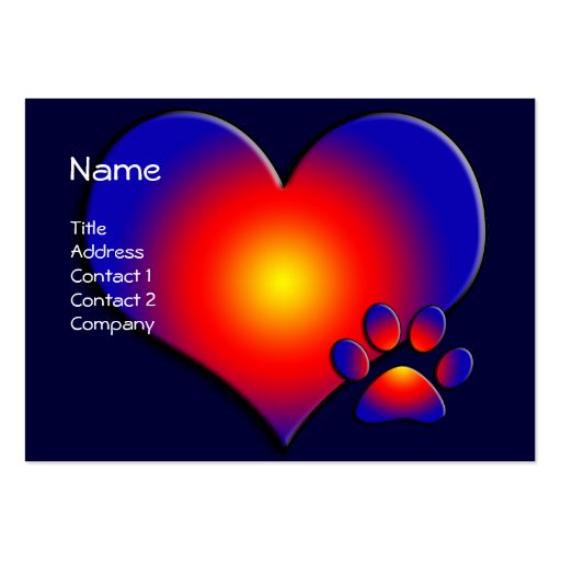 COLORFUL HEART AND PAW BUSINESS CARDS (front side)