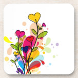 Colorful Heart Flowers Design Coaster