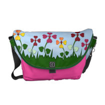 Colorful Heart Flowers Pink Messenger Bag