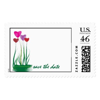 Colorful Heart Garden Flowers Stamps