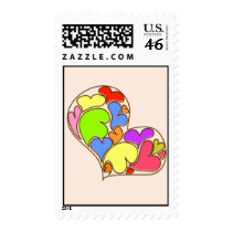 colorful heart postage stamps