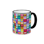 Colorful Heart Squares Mugs