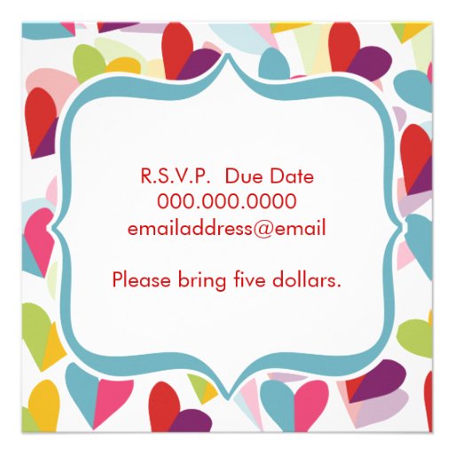 Colorful Hearts Bunco Invite