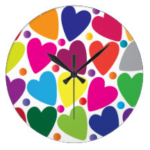 Colorful Hearts Clock