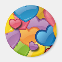 COLORFUL HEARTS COLLAGE REFRIGERATOR MAGNET