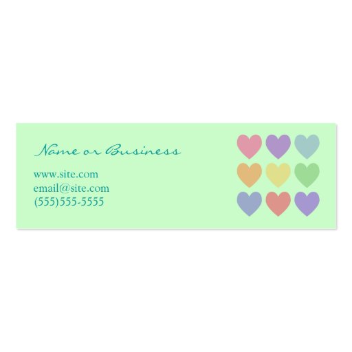 Colorful Hearts Profile Card Business Card (front side)