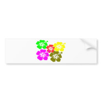 colorful hibiscus flowers bumper sticker