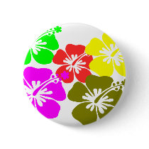 colorful hibiscus flowers pinback buttons