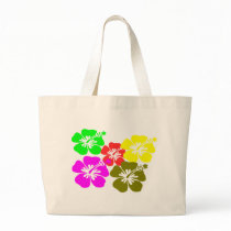 colorful hibiscus flowers tote bags