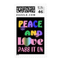 Colorful Hippie 60's Peace and Love Postage postage by DesignIt Colorful Hippie 60's Peace and Love Postage postage