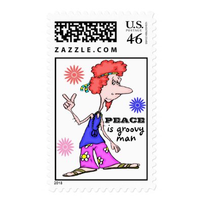 Colorful Hippie 60's Peace Postage by DesignIt