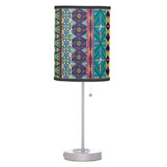 Colorful Hipster Aztec Seamless Tribal Pattern 2 Table Lamps