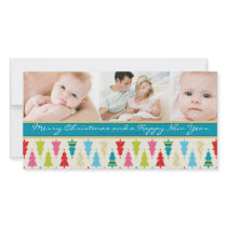 COLORFUL HOLIDAY PHOTOCARD :: patternedxmastree 1L Photo Card Template