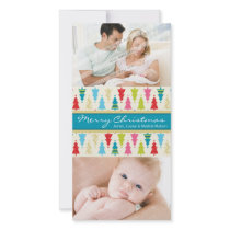 COLORFUL HOLIDAY PHOTOCARD :: patternedxmastree 1P Custom Photo Card
