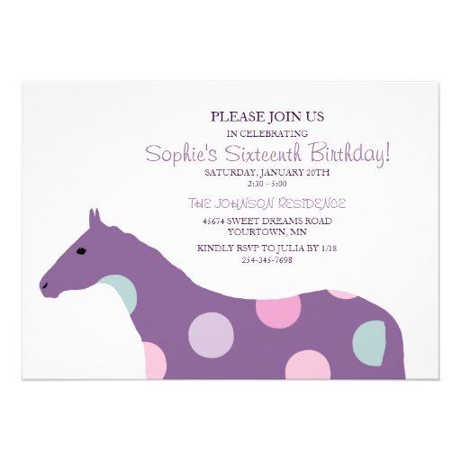 Colorful Horse Pattern Sixteenth Birthday Personalized Invites