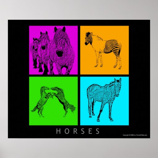 Colorful Horses Posters