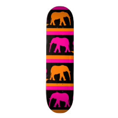 Colorful Hot Pink Orange Elephants Paisley Hearts Skate Boards
