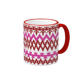 Colorful Hot Pink Red Tribal Chevron Pattern Coffee Mug