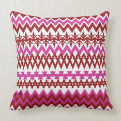 Colorful Hot Pink Red Tribal Chevron Pattern Pillow