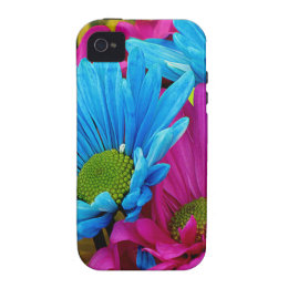 Colorful Hot Pink Teal Blue Gerber Daisies Flowers iPhone 4/4S Cases