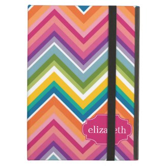 Colorful Huge Chevron Pattern with name iPad Folio Cases