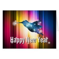 Colorful Hummingbird Happy New Year Card