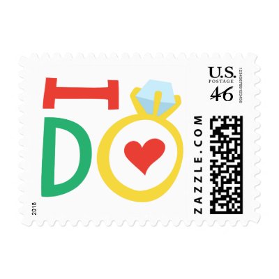 Colorful I do wedding ring love postage stamps by TheStationeryShop