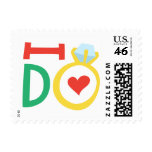 Colorful I do wedding ring love postage stamps