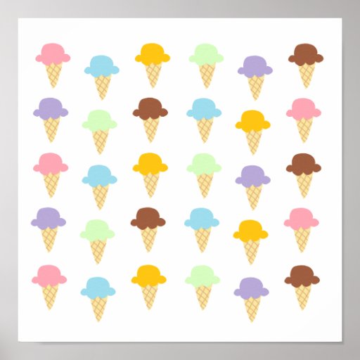 Colorful Ice Cream Cones Poster | Zazzle