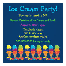 Colorful Ice Cream Party Invitation