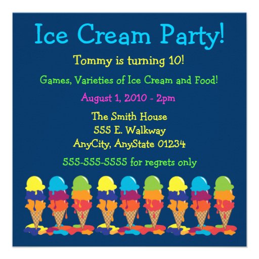 Colorful Ice Cream Party Invitation