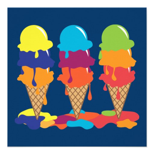 Colorful Ice Cream Party Invitation