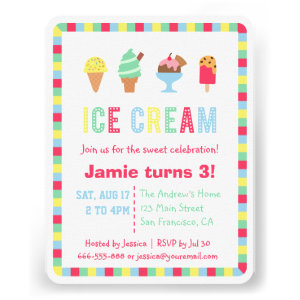 Colorful Ice Cream Summer Party Invitations