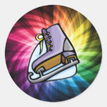 Colorful Ice Skate Round Sticker