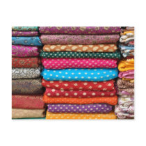 Colorful Indian Asian Sari Fabric Postcard