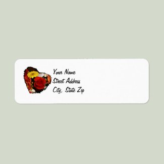 Colorful, Jagged, Edge, Flower, Heart, return address label