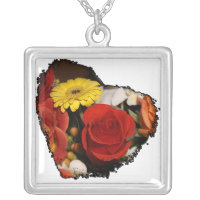 Colorful Jagged Edge Flower Heart necklace