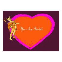 Colorful Jester And Heart Invitation