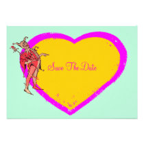 Colorful Jester And Heart Personalized Invitation