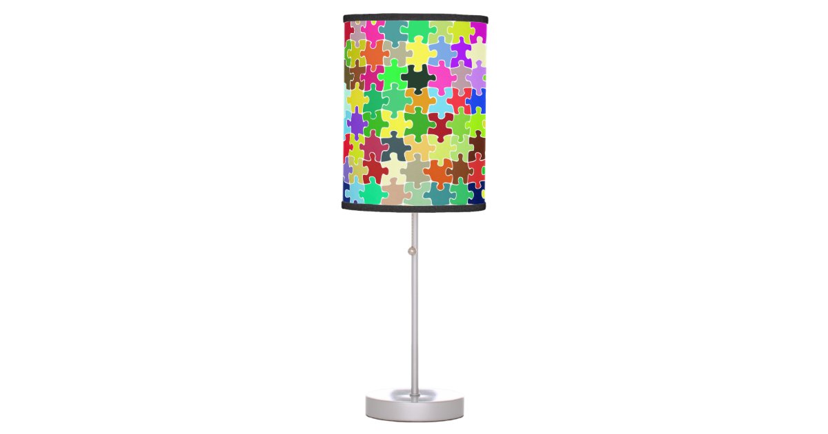 Colorful Jigsaw Puzzle Pattern Desk Lamp Zazzle