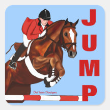 Colorful Jump Equestrian Stickers (Square)