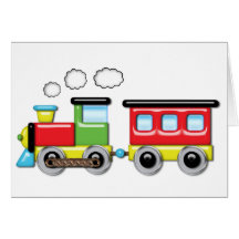 Colorful Kid;s Locomotive & Caboose Greeting Cards