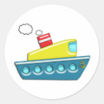 Colorful Kid's Boat Round Sticker