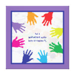 Colorful kids handprints - blue & purple borders gallery wrap canvas
