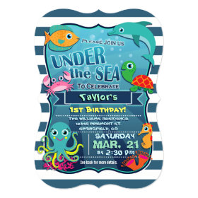 Colorful Kid's Sea Life Birthday Party Invitation 5