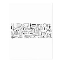 Colorful Kitchen Patterns Post Cards