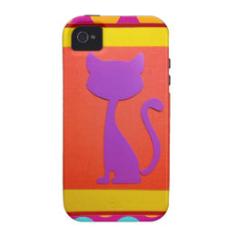 Colorful Kitty Cat Polka Dot Pattern Case-Mate iPhone 4 Cases