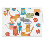 Colorful Kitty Cats Print Gifts for Cat Lovers Cards
